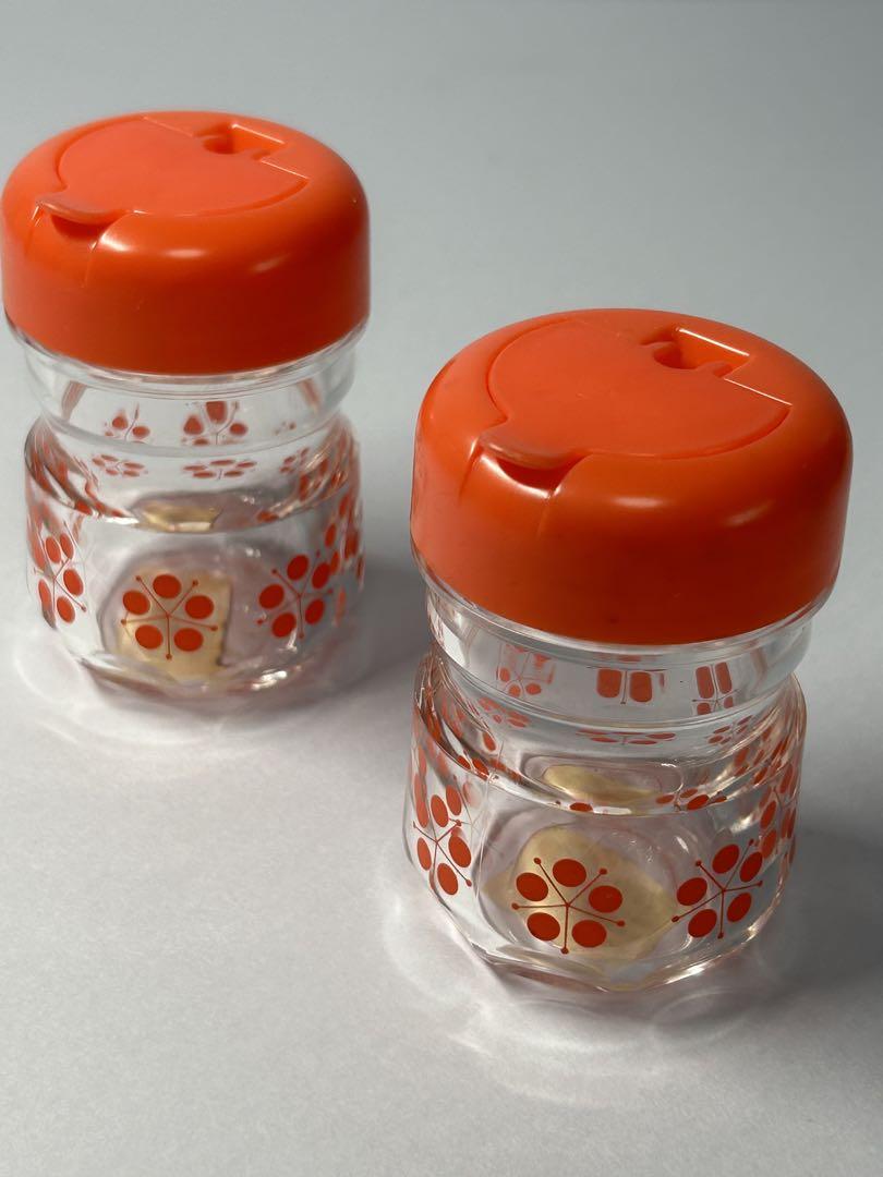 昭和レトロポップ塩胡椒入れ２個セット未使用花柄調味料ケース昭和レトロ