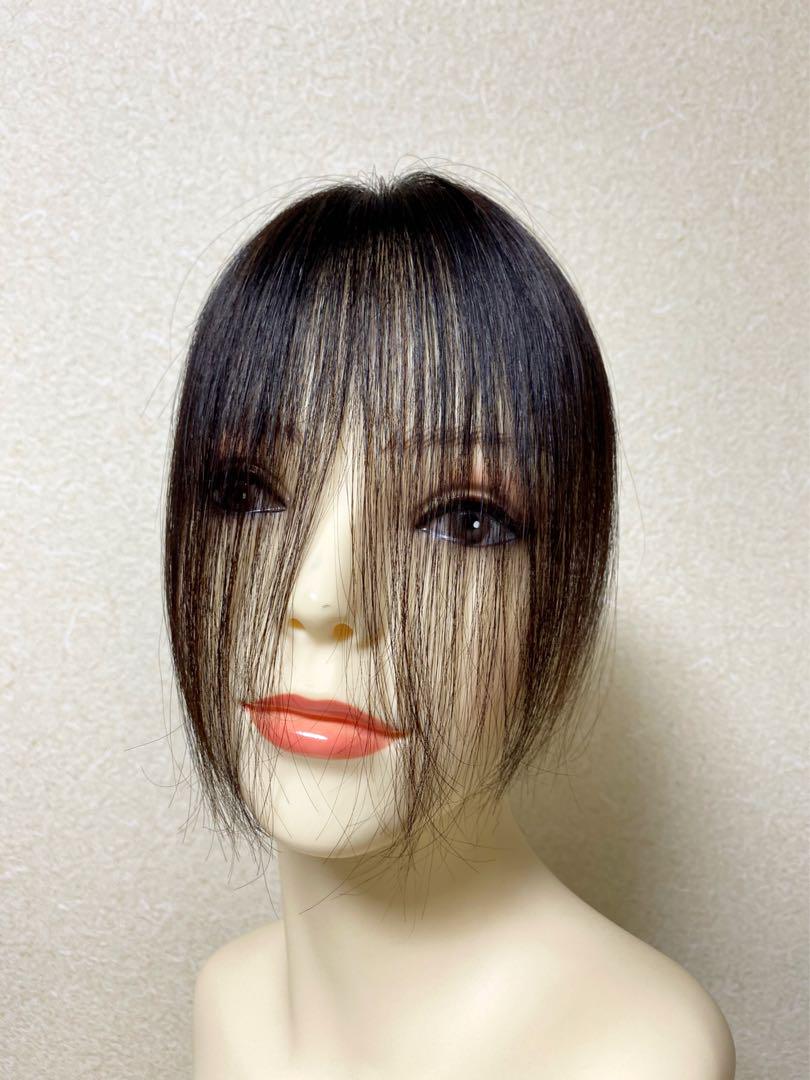 人毛100% ヘアピース【シルクスキン】つむじ用　自然な黒　ポイントウィッグ