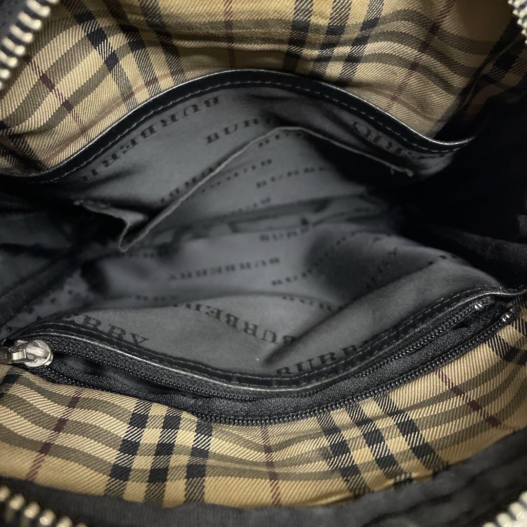 BURBERRY ノバチェック ショルダーバッグ プレートロゴ レザー ブラック BURBERRY ノバチェック ショルダーバッグ プレートロゴ レザー ブラック