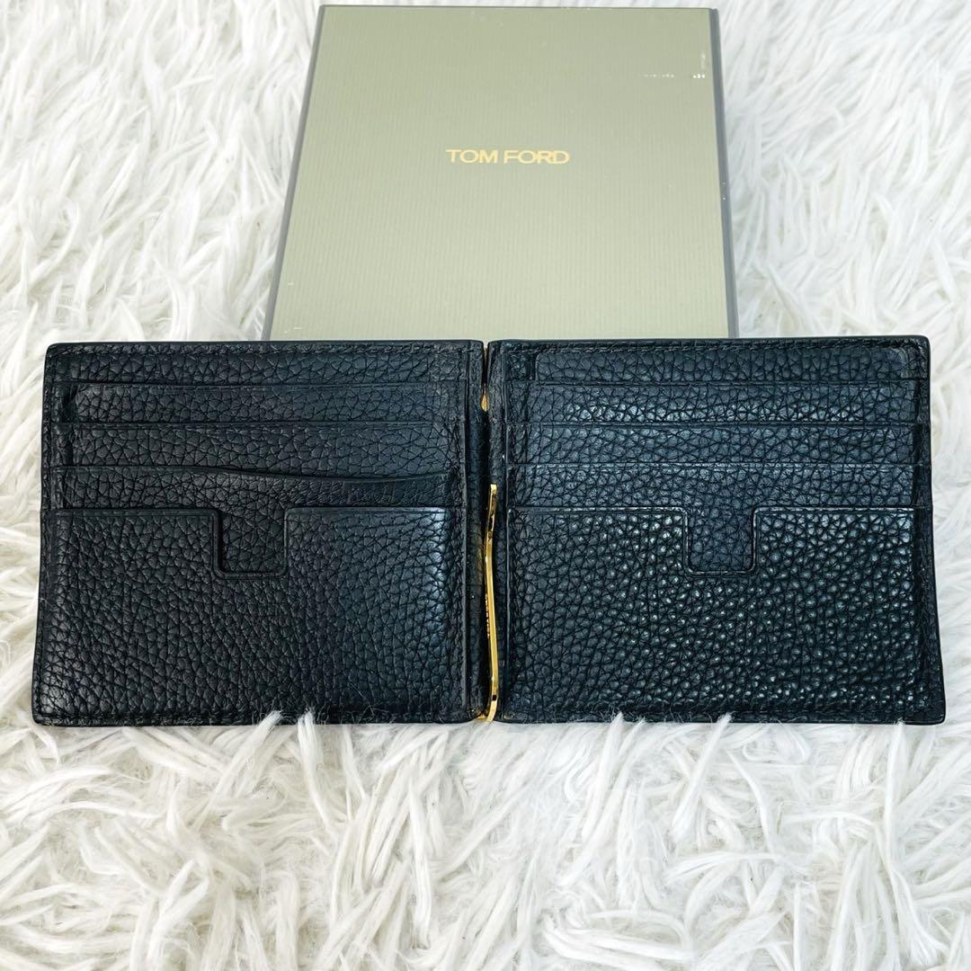 美品　TOM FORD マネークリップ　レザー　ブラック　二つ折り財布