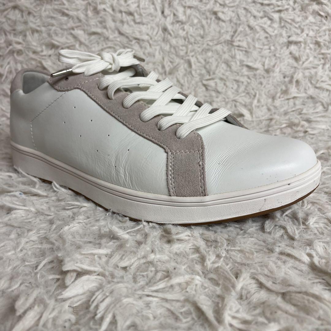 美品 TETE HOMME テットオム スニーカー レザー ホワイトグレー 43