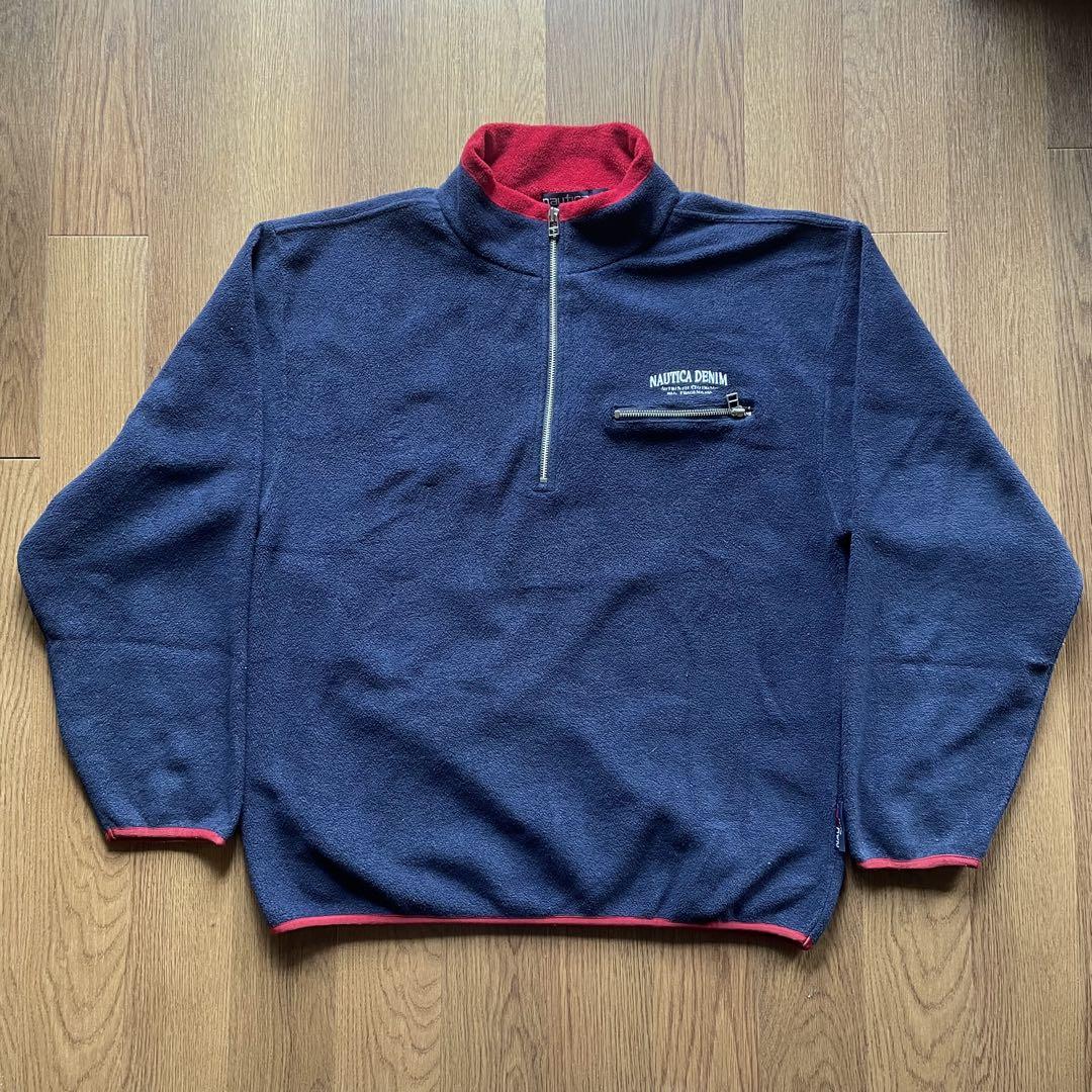 【vintage】90s nautica ハーフジップ　フリースジャケット　ボア