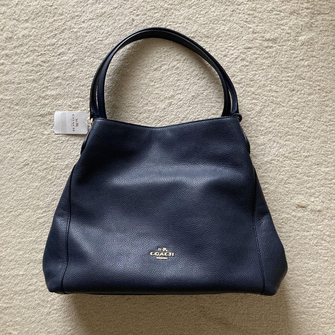 COACH ネイビー レザー ショルダーバッグ