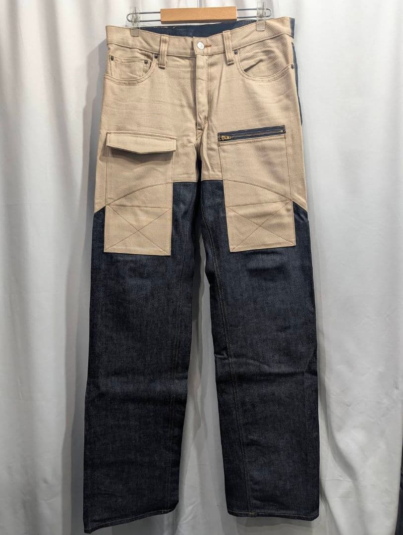 美品 児島ジーンズ ダブルニー 切替 デニムパンツ w34 メンズ L相当