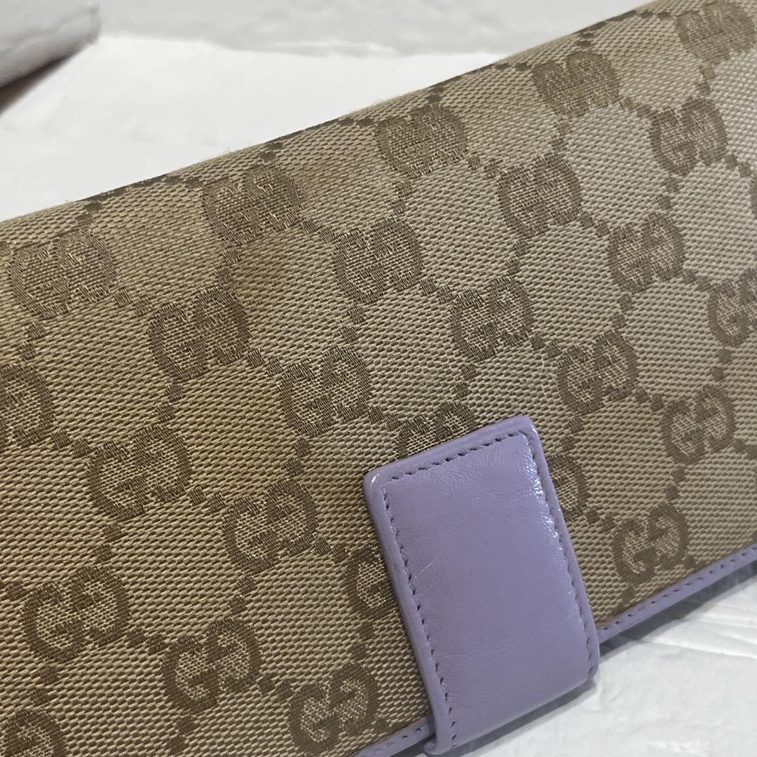 GUCCI✨長財布　ロゴプレート　GGキャンバス ライトパープル　レディース