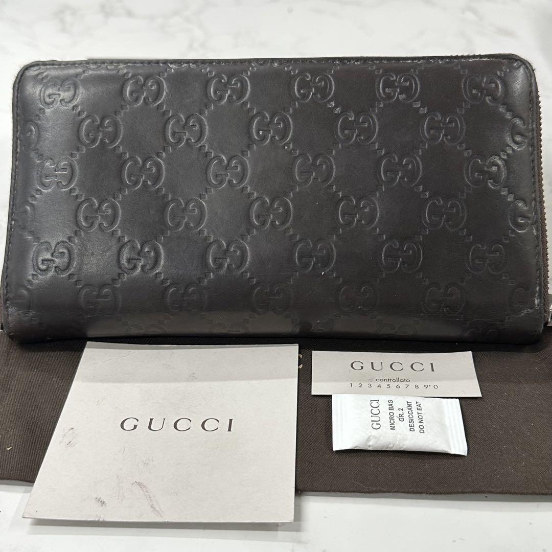 新品同様‼️ グッチ　GUCCI 財布　長財布　シマレザー　ラウンドファスナー