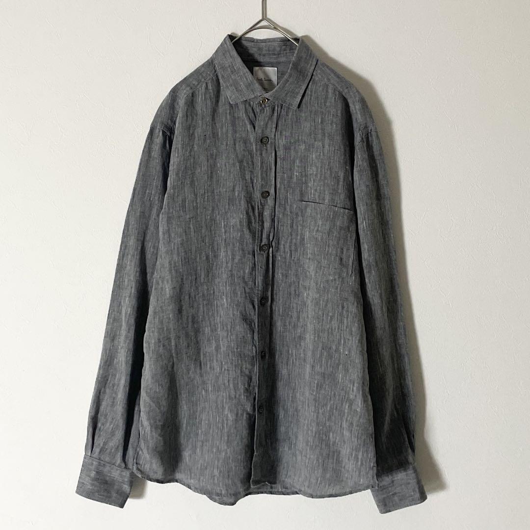 【一点物・美品】ポールスミス 長袖シャツ 高級リネン100％ 近年タグ Lサイズ