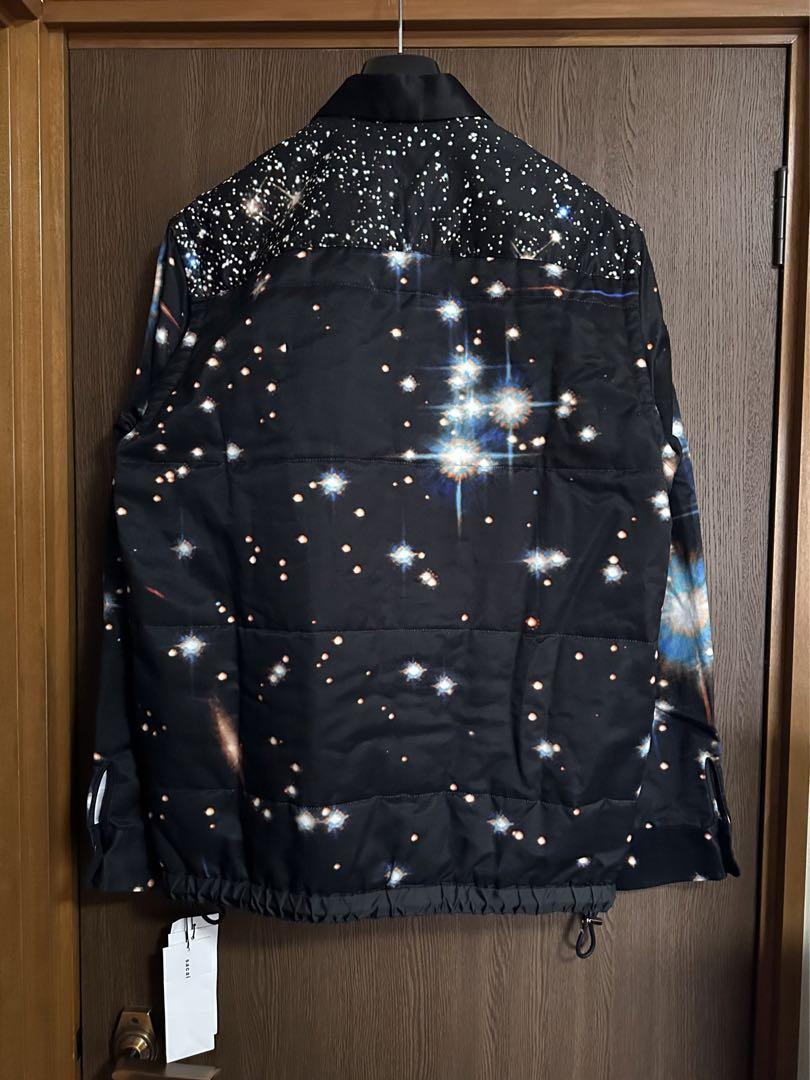 黒3新品 sacai サカイ メンズ スター パデッド 長袖 シャツ ブラック 画像3