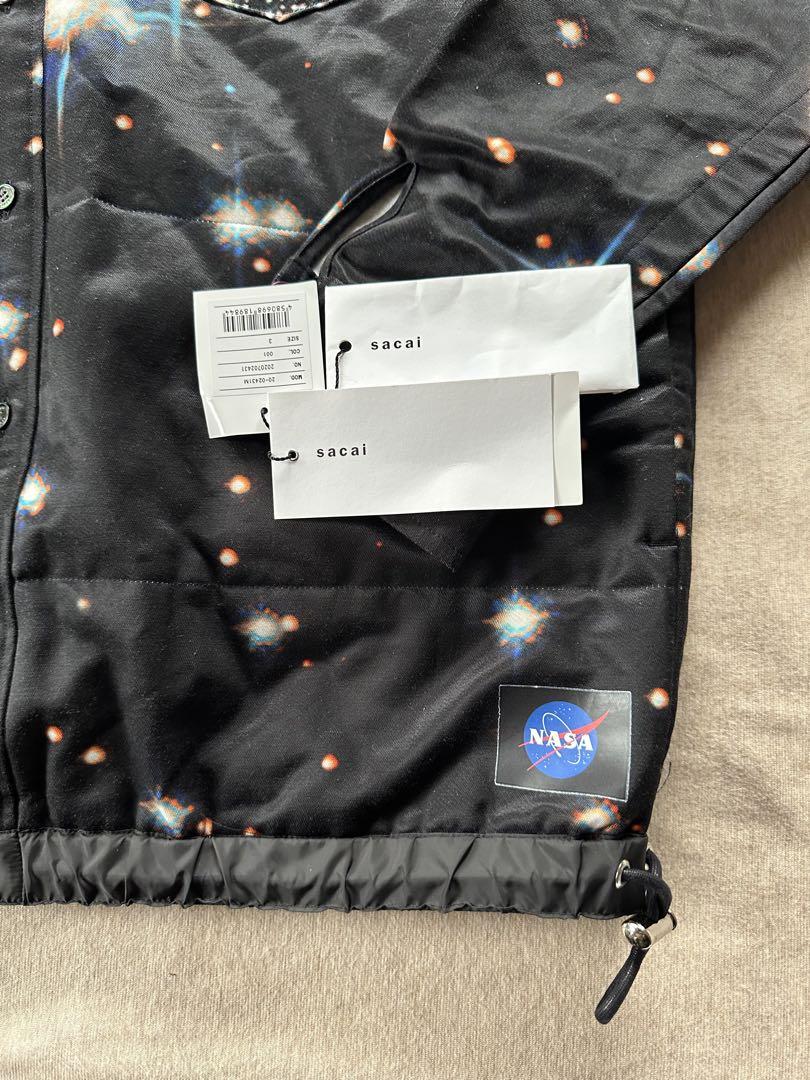 黒3新品 sacai サカイ メンズ スター パデッド 長袖 シャツ ブラック 画像7
