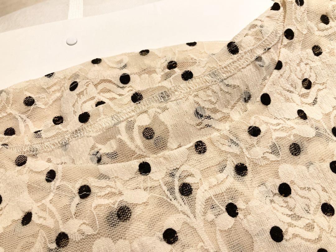 POPPY あさぎーにょ　シースルートップス　ドット　2枚セット poppy シースルートップス ドット柄 ハイネック あさぎーにょ 総