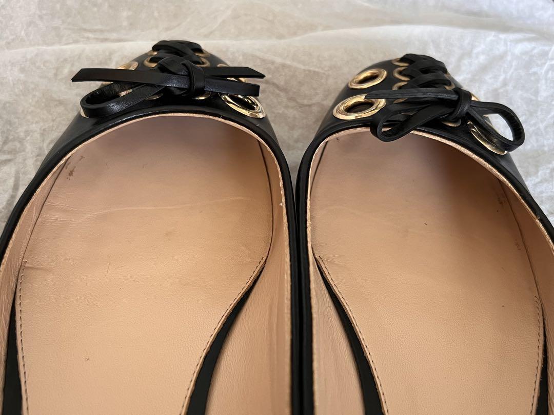 TOD'S ブラックレザー フラットシューズ レースアップ