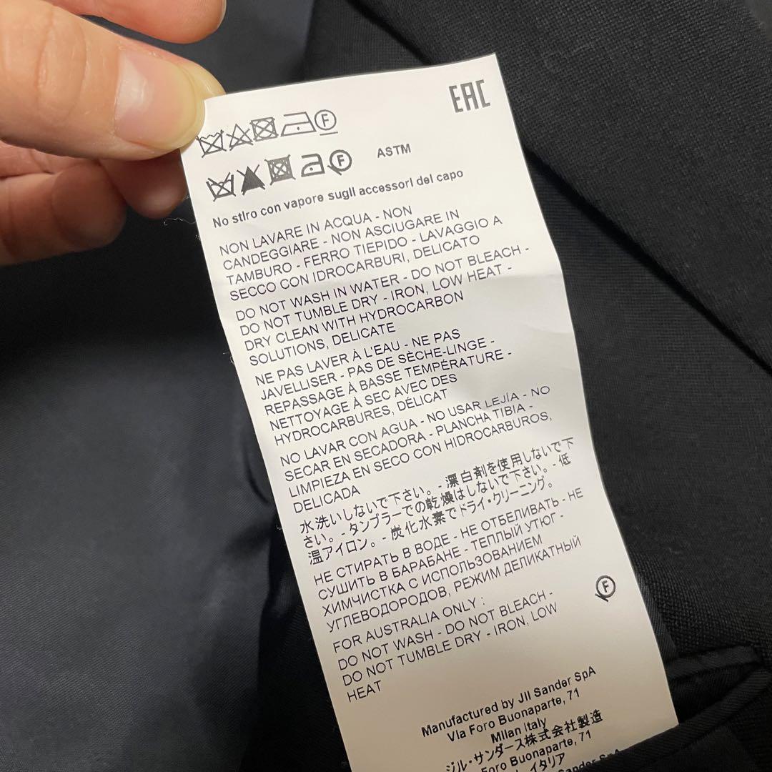 JIL SANDER ジルサンダー　ウール 1B ノーカラージャケット ブラック