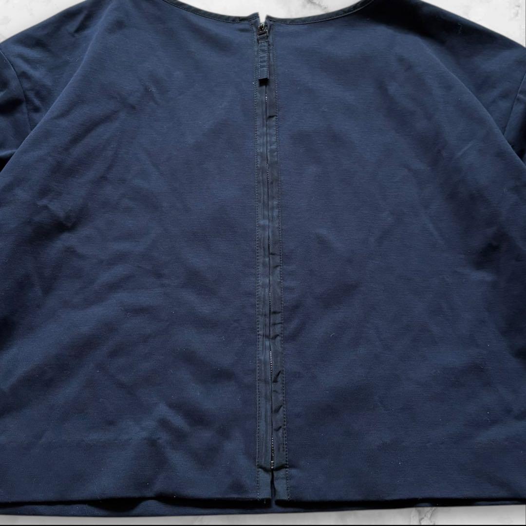 美品【MORABITO】ノーカラージャケット ネイビー 前後2way 上着 M
