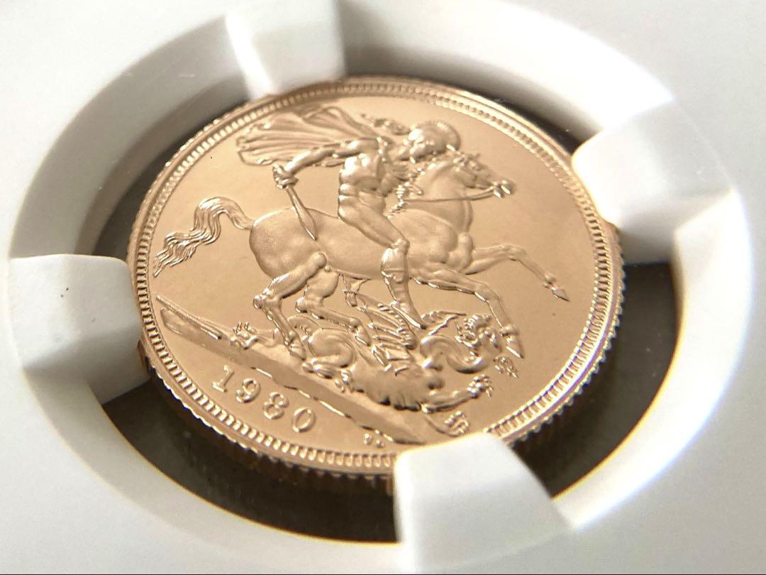 NGC準最高鑑定☆1980年イギリス 1ソブリン プルーフ金貨☆PF69UC