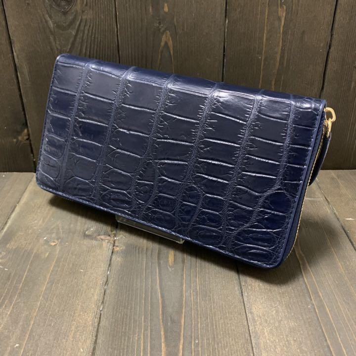 好評超激安 ギャルソンタイプのフルオープン 高級 クロコダイル 長財布 ネイビー×ゴールド VZelQ-m83224751988 SALE得価