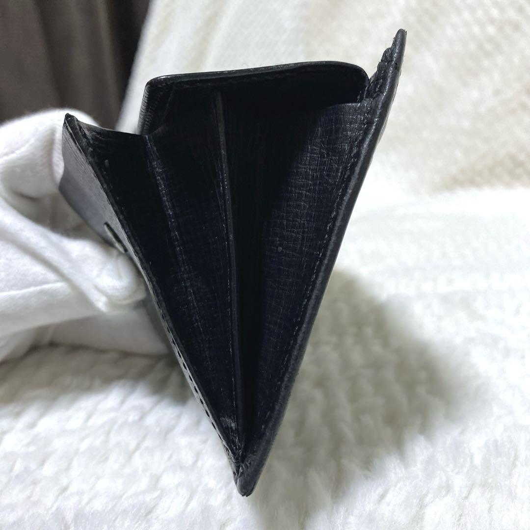 美品 BURBERRY バーバリー シャドーチェック 二つ折り財布 メンズ 黒