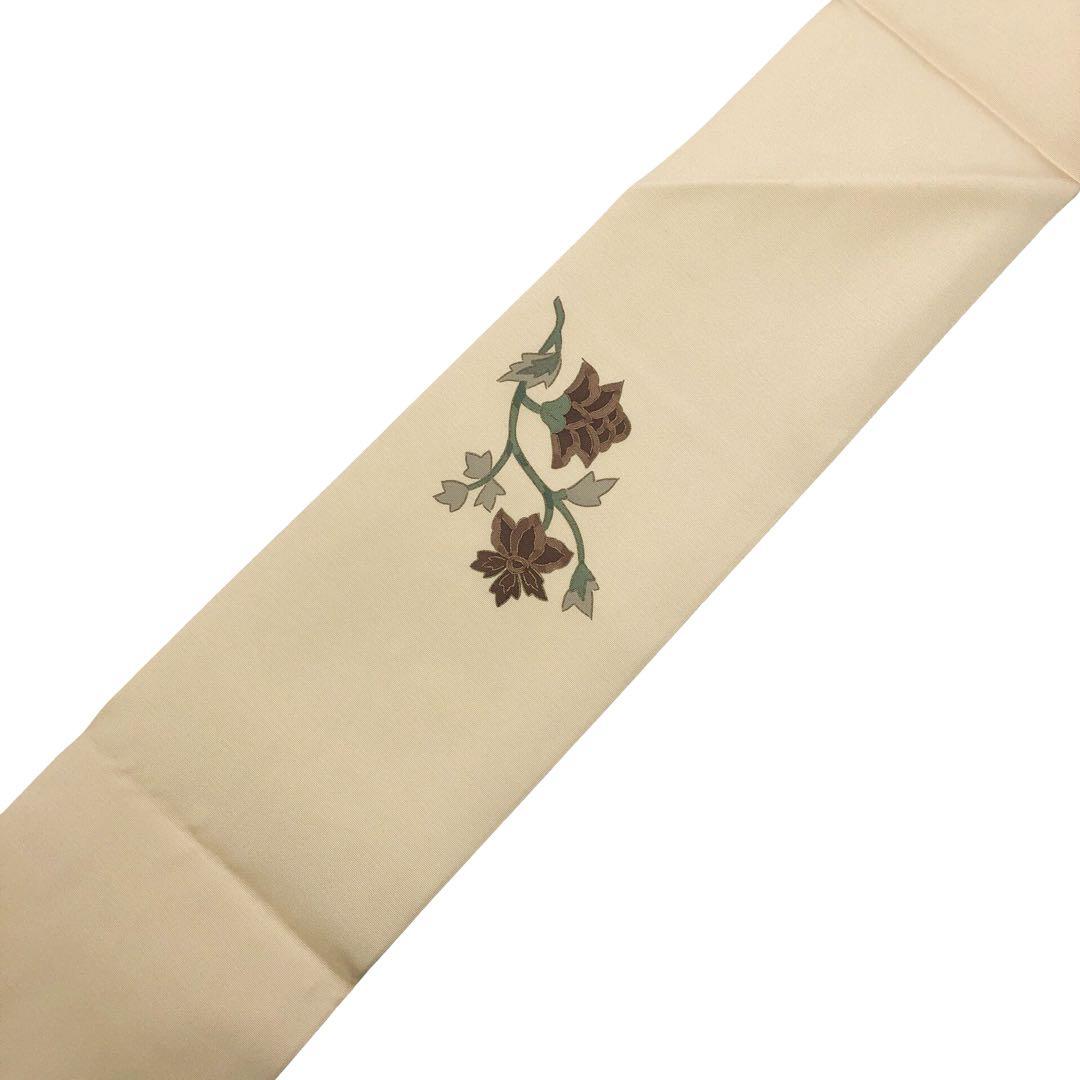 名古屋帯 塩瀬 抽象花唐草模様 染柄 麹色 O-4847 名古屋帯 塩瀬 抽象花唐草模様 染柄 麹色 O-4847