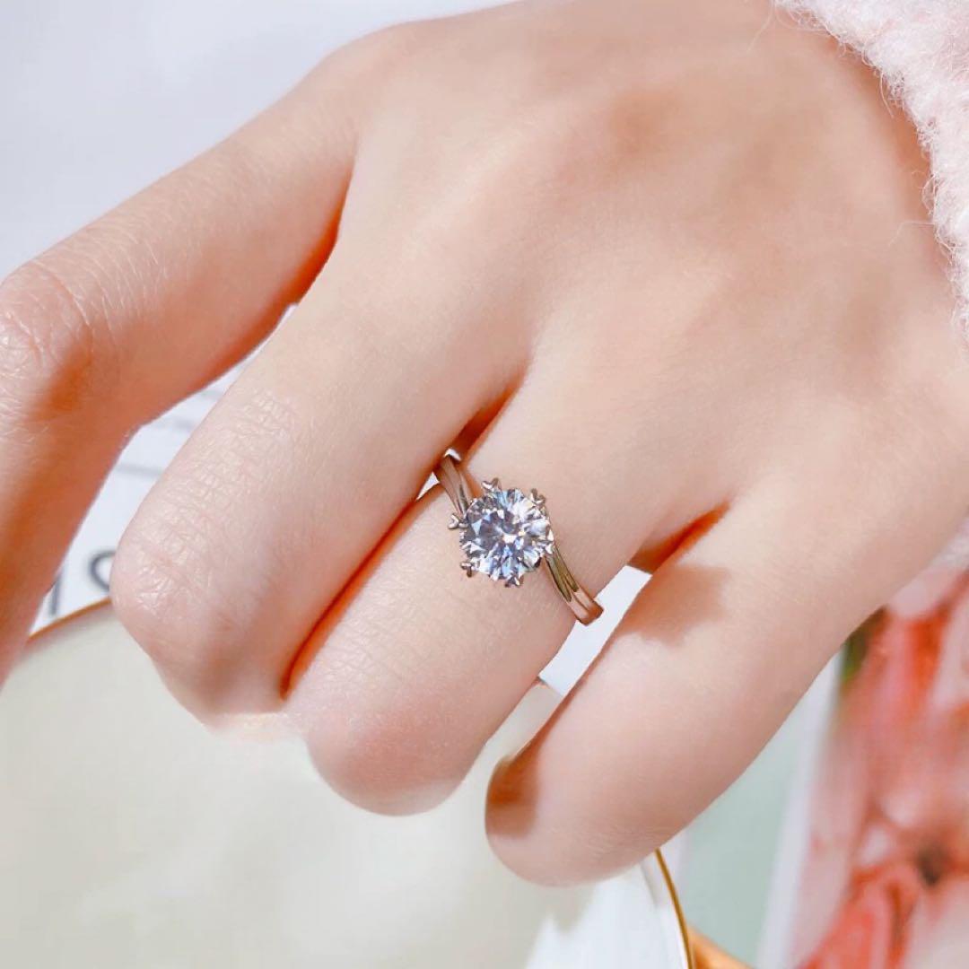 雪の花】✨ハートの六爪型モアッサナイトリング D1.00ct リング