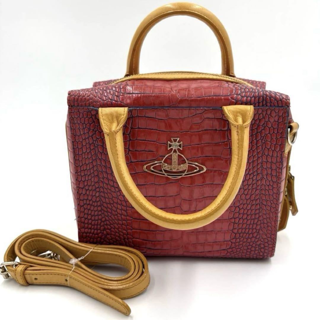 【Vivienne Westwood 】2WAY オーブロゴ付 クロコ型押しバッグ M Vivienne Westwood - ヴィヴィアンウエストウッド 2way