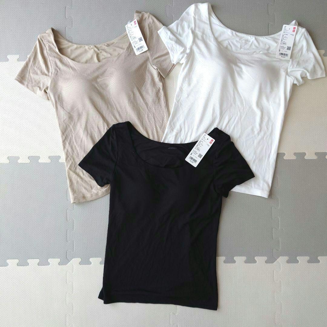 UNIQLO エアリズムシルクブレンドリブブラTシャツ（半袖）3色