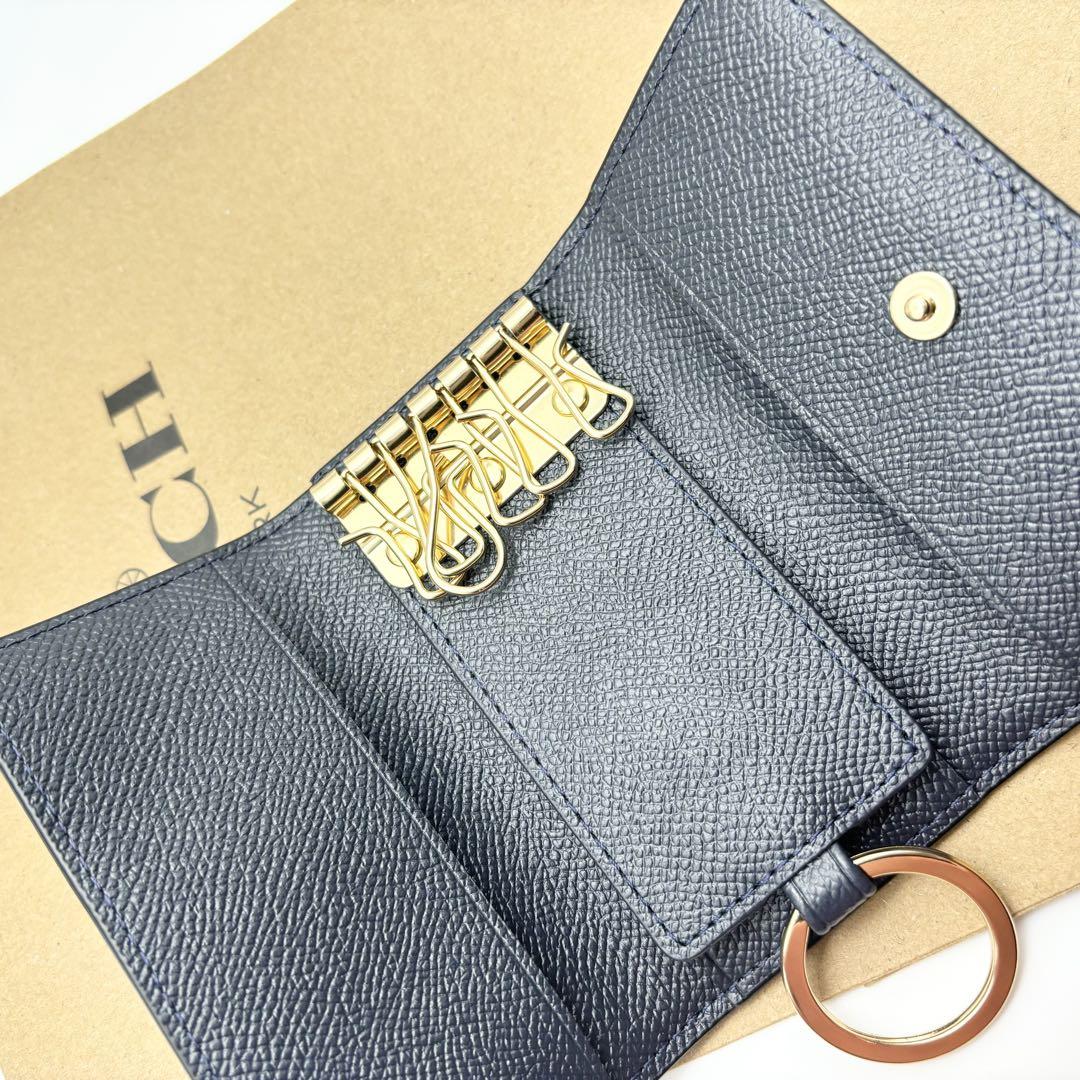【オンラインショップ】 COACH☆新品】6 リング キー ケース クロスグレイン レザー 小物