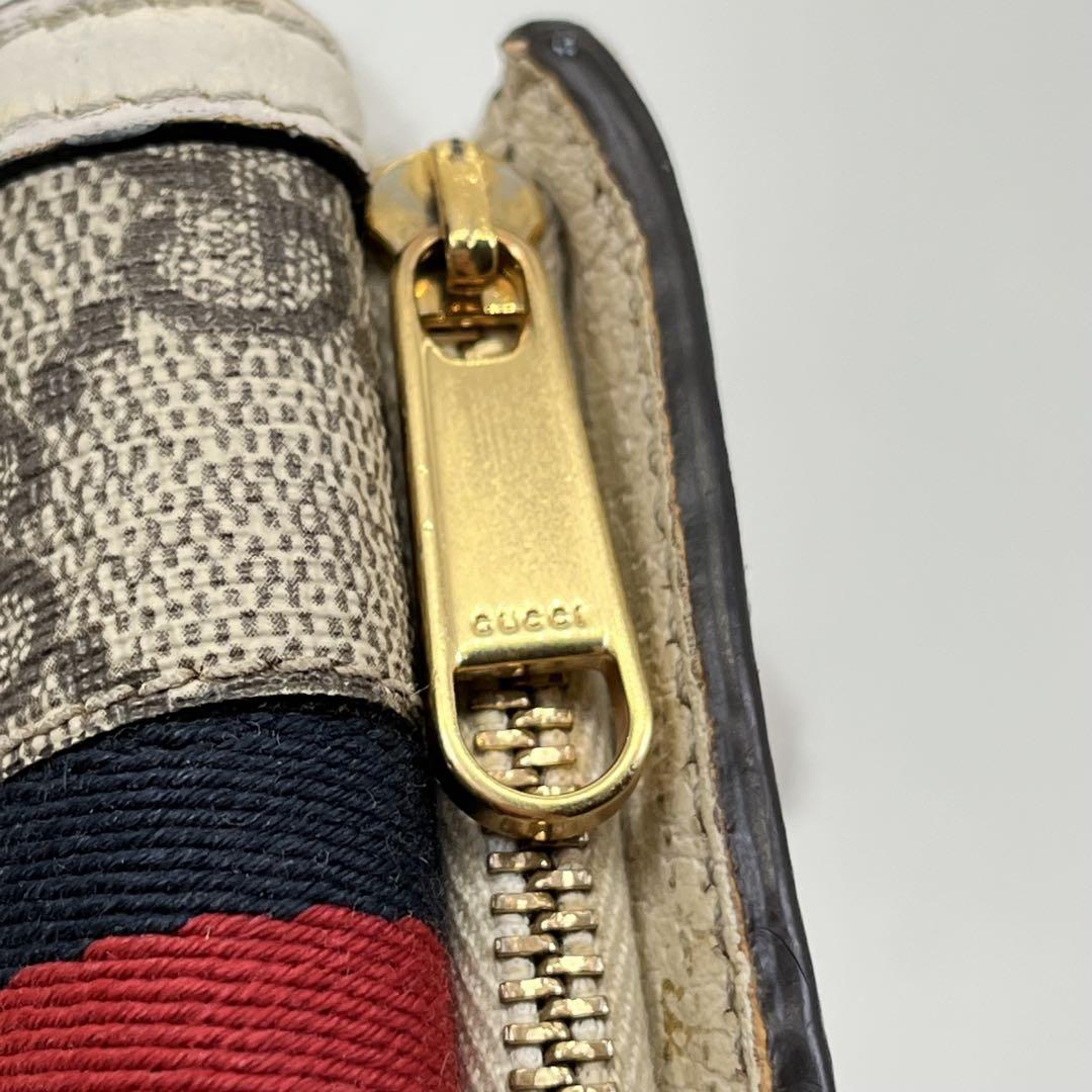 GUCCI 三つ折り財布 GGスプリーム マーモント シェリーライン コンパクト