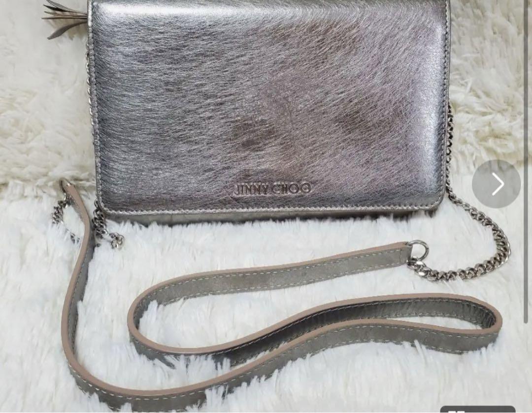 JIMMY CHOO チェーンウォレット ショルダー バッグ シルバー