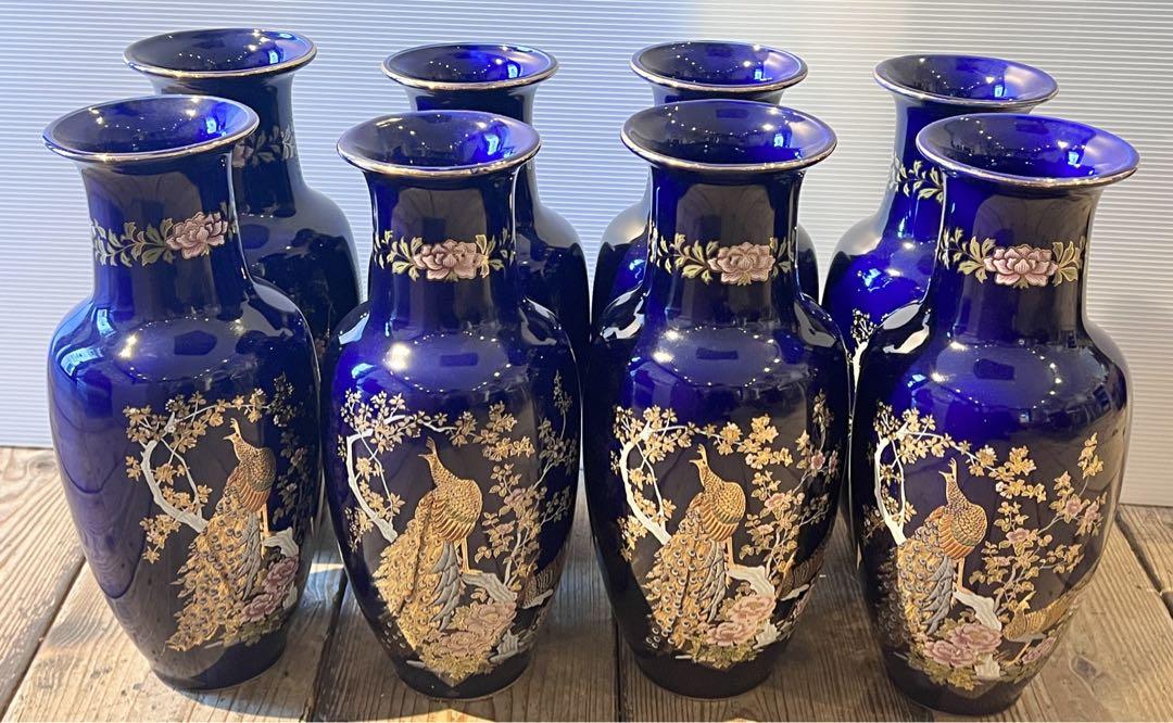 花瓶　花器　花入　孔雀　8点　おまとめ　インテリア　小物　フラワーベース