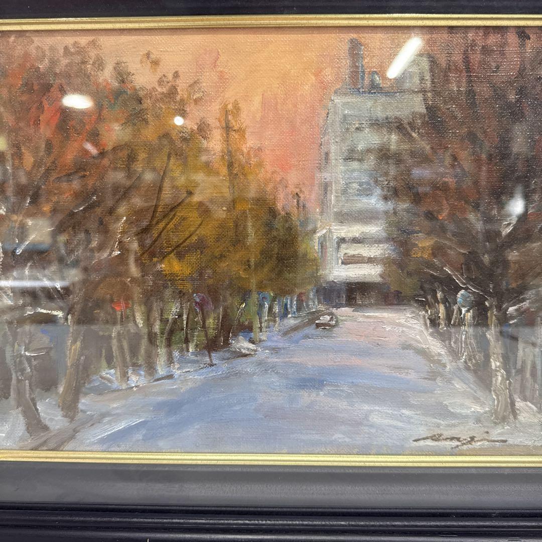 都市風景 油彩画 装飾的なフレーム付き 都市風景 油彩画 装飾的なフレーム付き