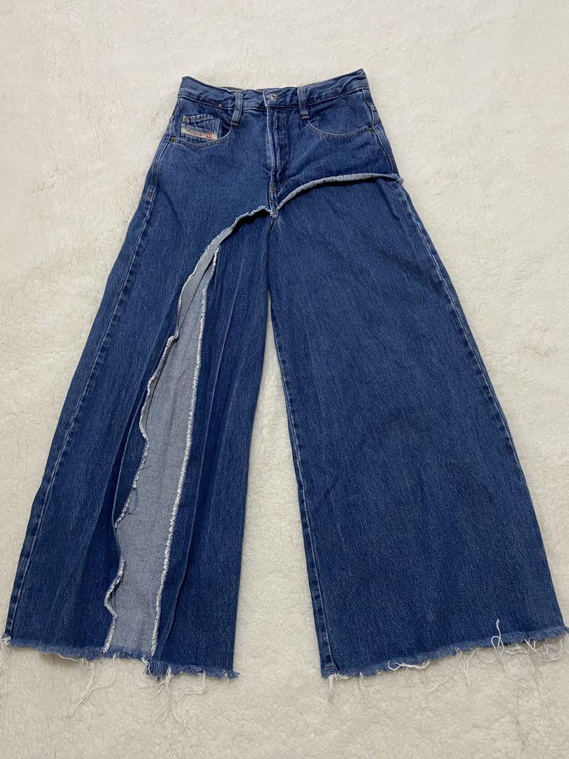 [美品] DIESELディーゼル ワイドハイウエストデニム サイド切れ込み