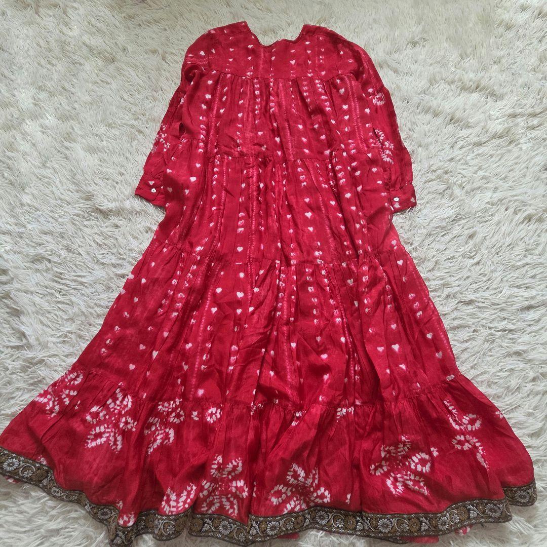 今期　美品　Freada　フリーダ シボリ プリント ティアードロングワンピース