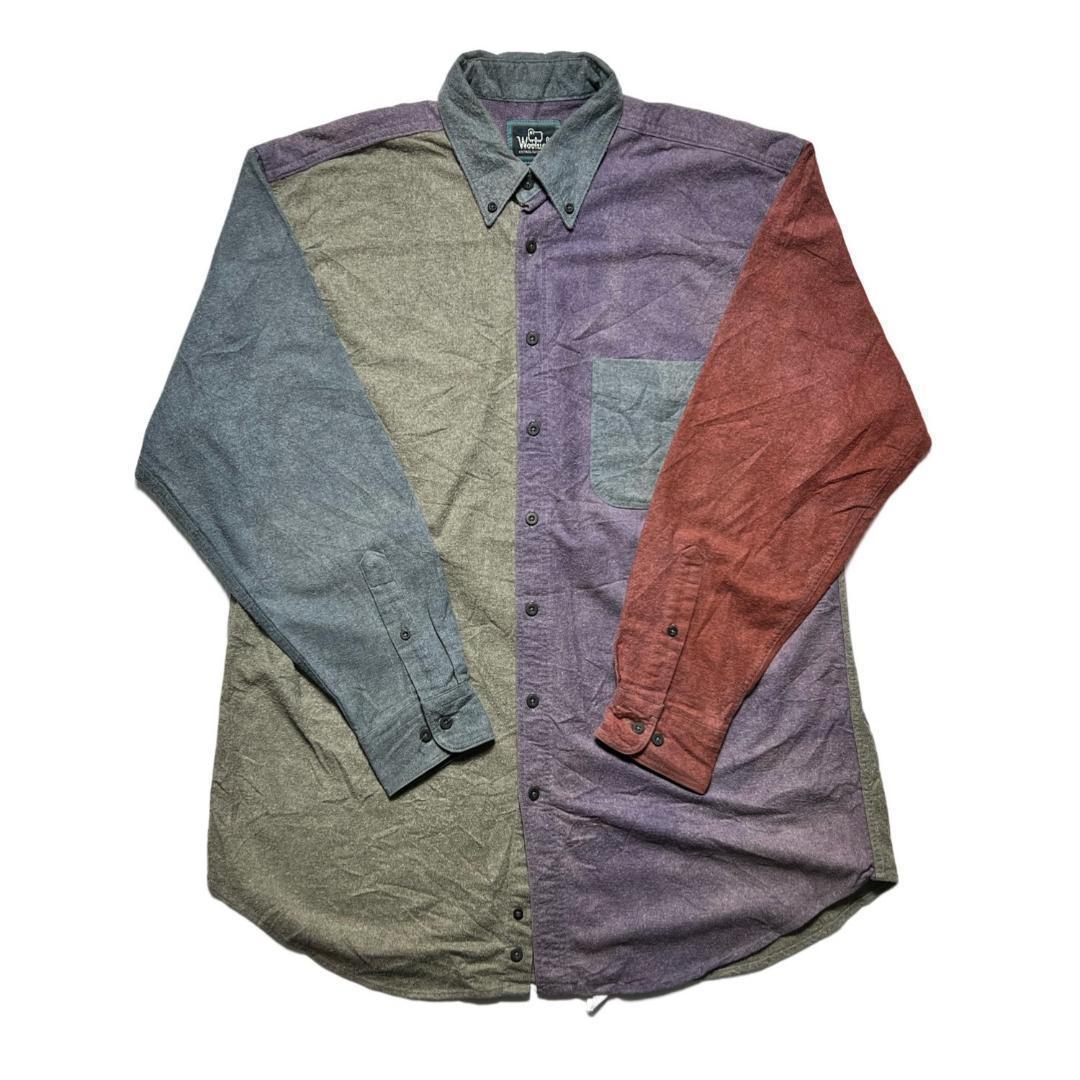 【希少】 woolrich カラーブロック 長袖シャツ モザイク