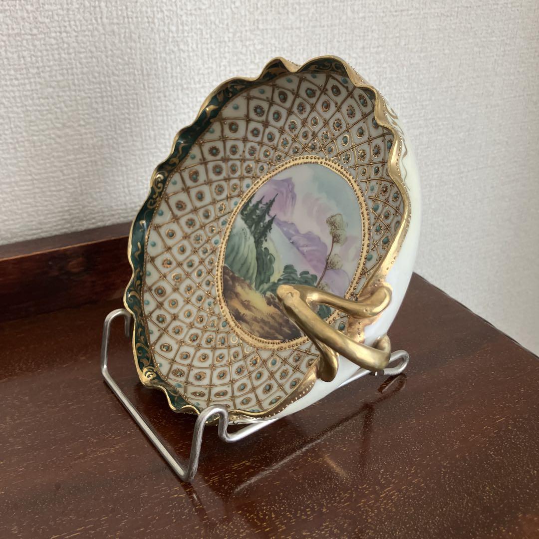 オールドノリタケ　風景画装飾の陶磁器皿