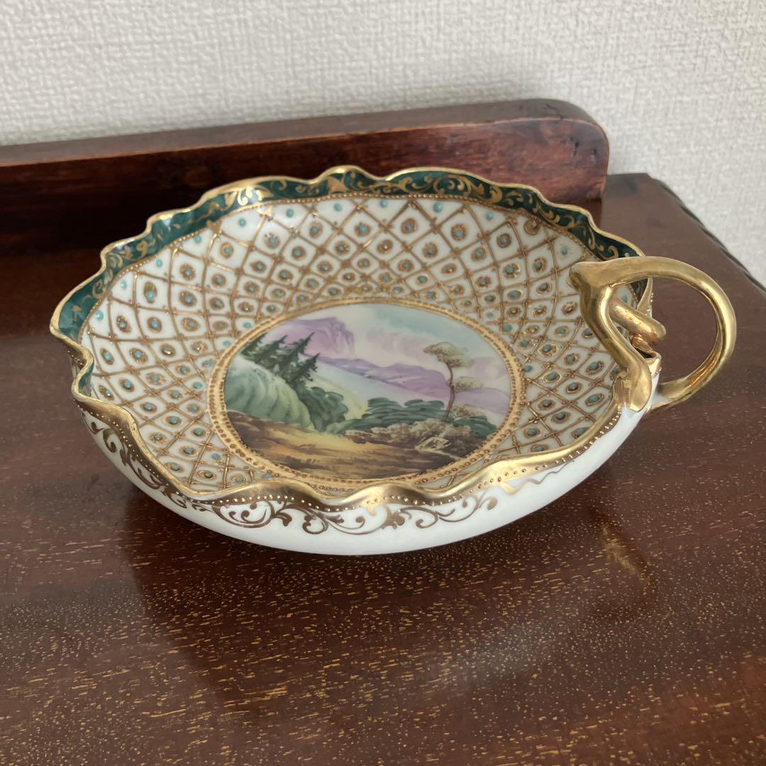 オールドノリタケ　風景画装飾の陶磁器皿