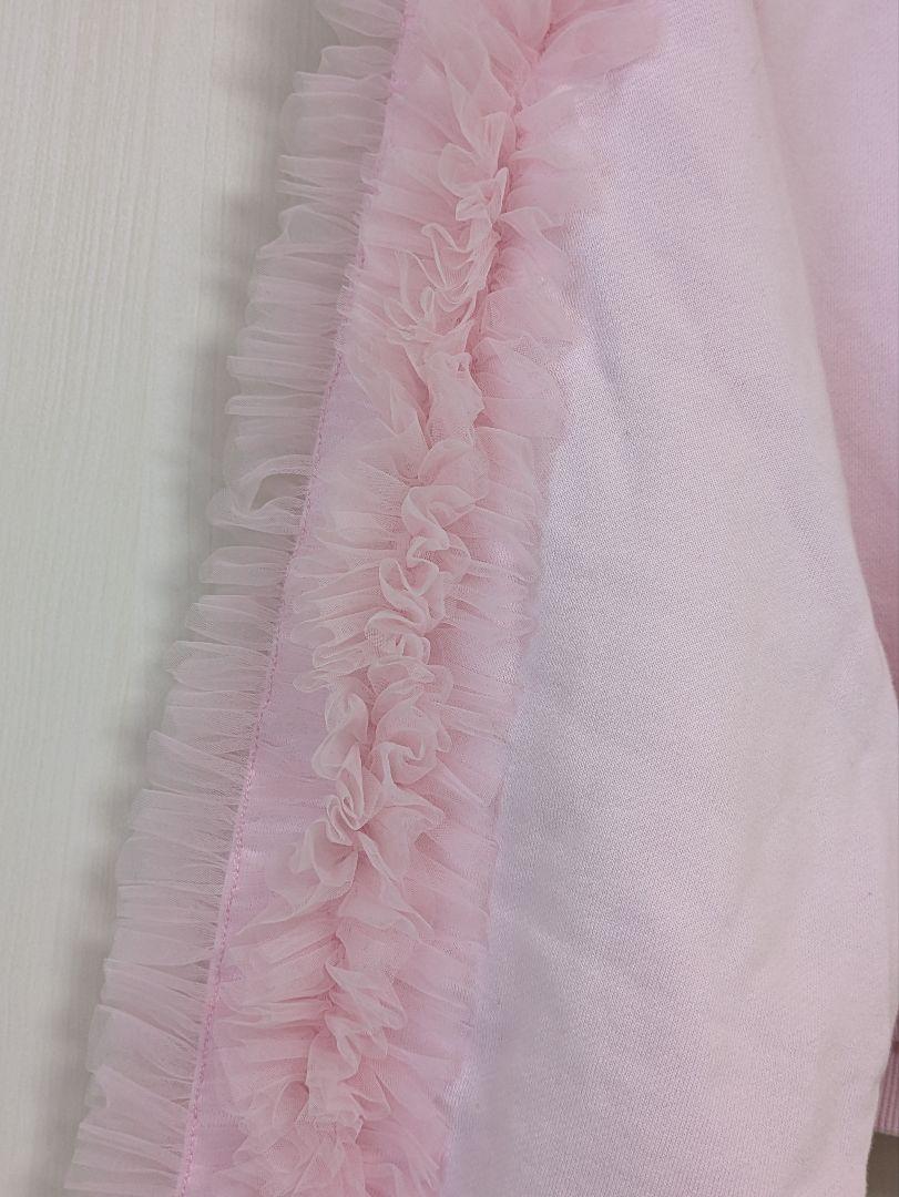 furfur チュール袖スウェット　ピンク