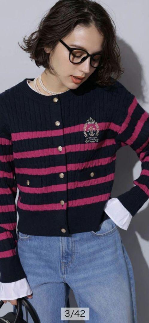 値下げ美品アルページュストーリー刺繍ケーブルカーデ
