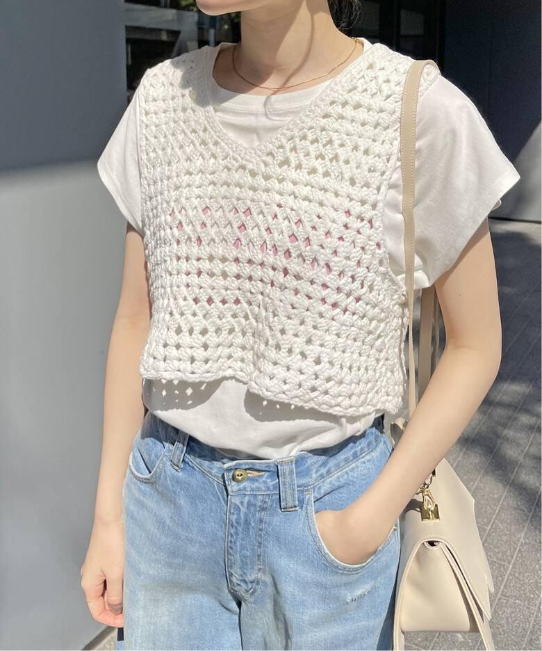 新品 Spick and Span クロシェット ニット フロンタブル ベスト