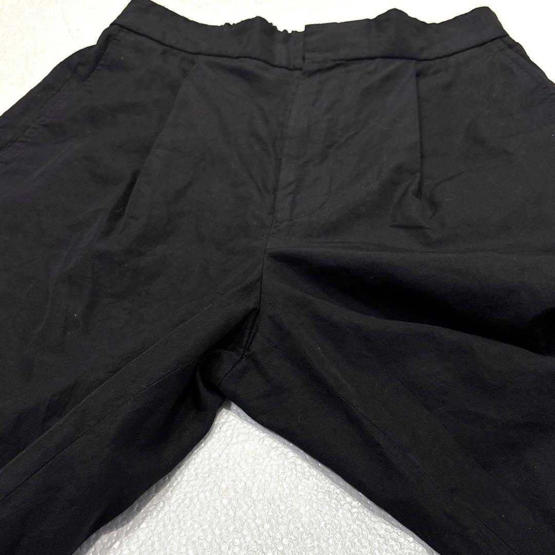 【美品/M】ブラミンク　ワイドパンツ　コットン　シルク　タック　ゴム　ブラック