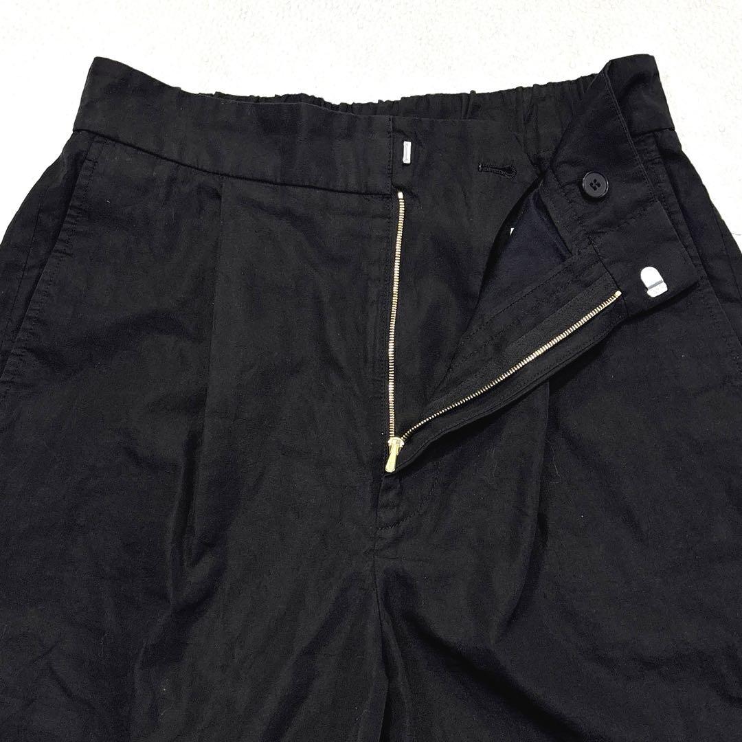 【美品/M】ブラミンク　ワイドパンツ　コットン　シルク　タック　ゴム　ブラック