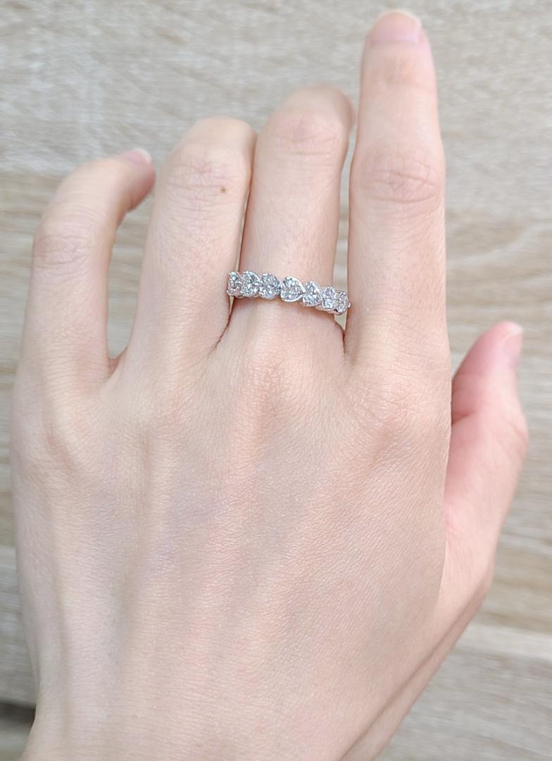 大人気！ハートシェイプ 計1ct ダイヤモンド K18 ハーフエタニティ リング