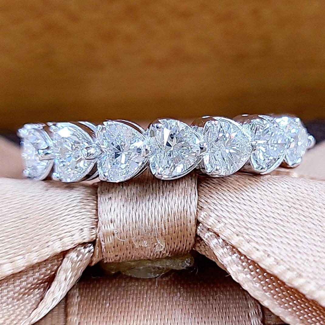 大人気！ハートシェイプ 計1ct ダイヤモンド K18 ハーフエタニティ リング