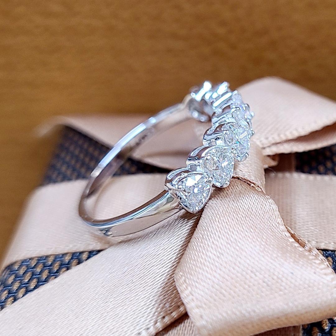 大人気！ハートシェイプ 計1ct ダイヤモンド K18 ハーフエタニティ リング