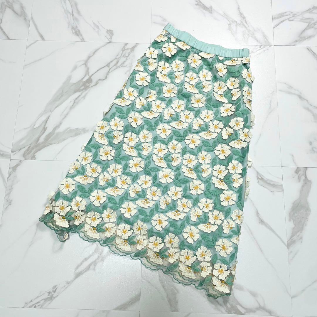 大人気 完売品✨23SS グレースコンチネンタル フラワー3Dフレアスカート38