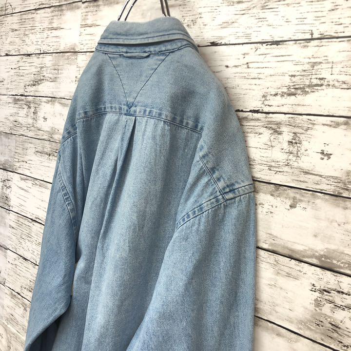 トミーヒルフィガー ゆるだぼ 刺繍ロゴ KJXak-m83283685654 ボタンダウンシャツ デニムシャツ 定番最安値