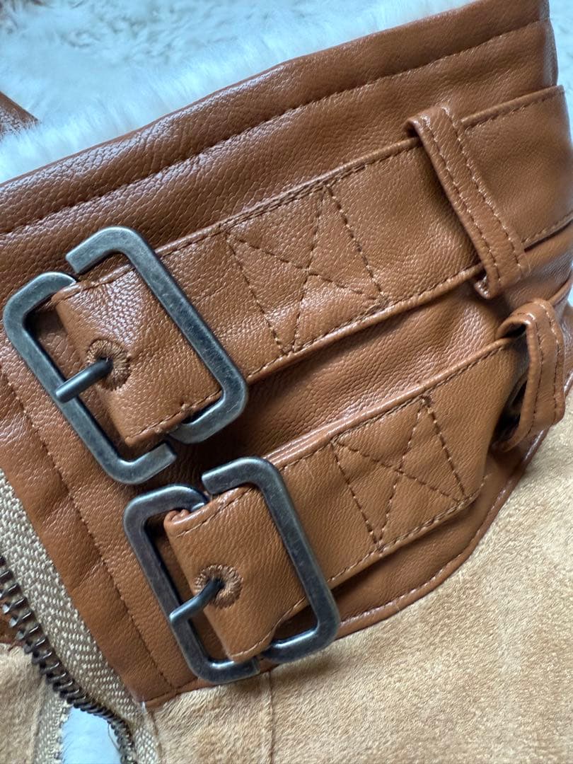 フリース襟付きブラウンジャケットブルゾン