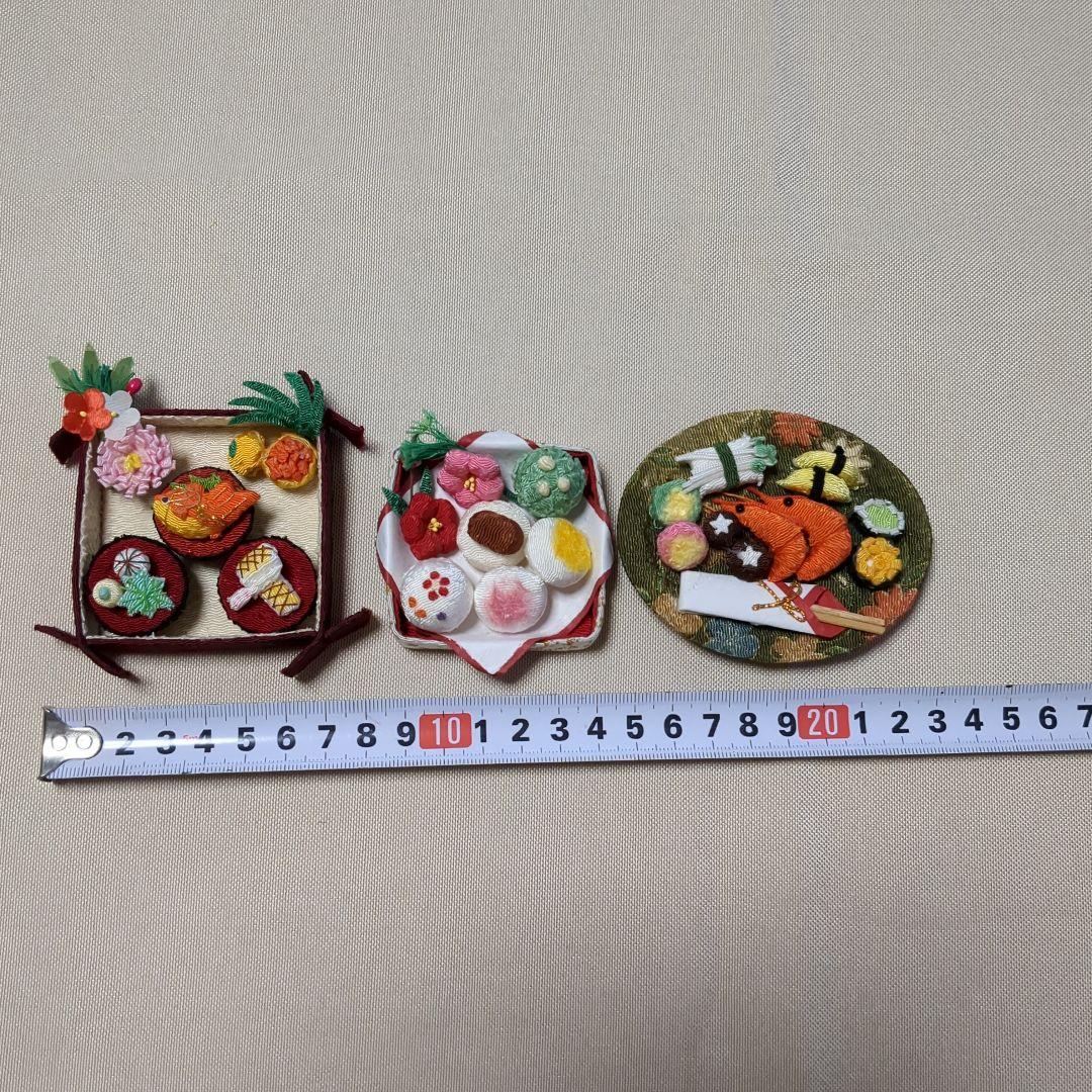 ちりめん細工 ミニチュア おせち 料理 籠盛の野菜 ちりめん細工 ミニチュア おせち 料理 籠盛の野菜