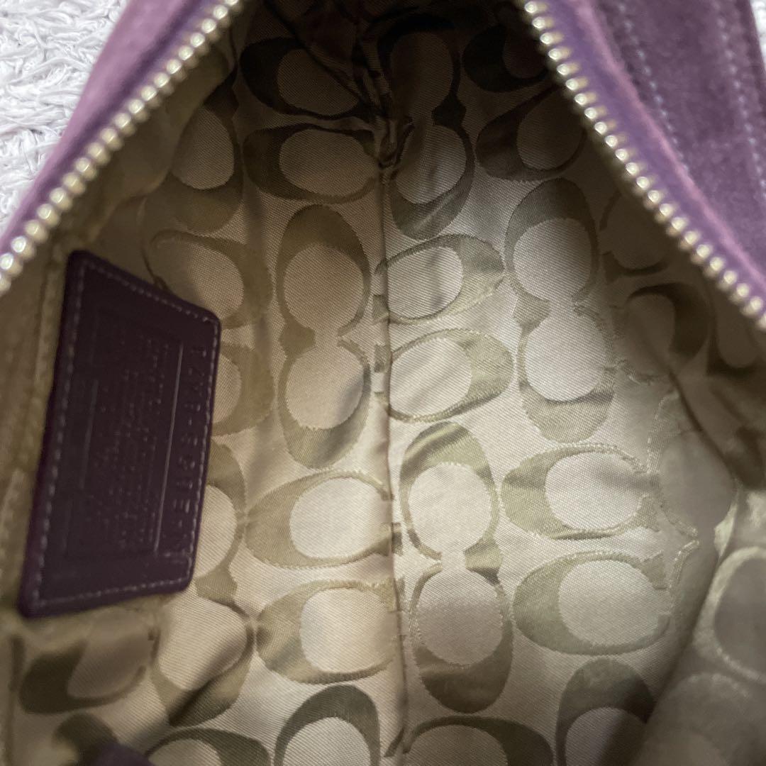 Coach コーチ スエード ワンショルダーバッグ パープル