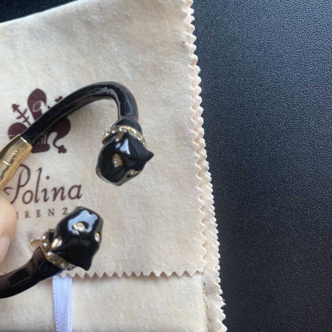 美品！Polina パンサーモチーフバングル黒