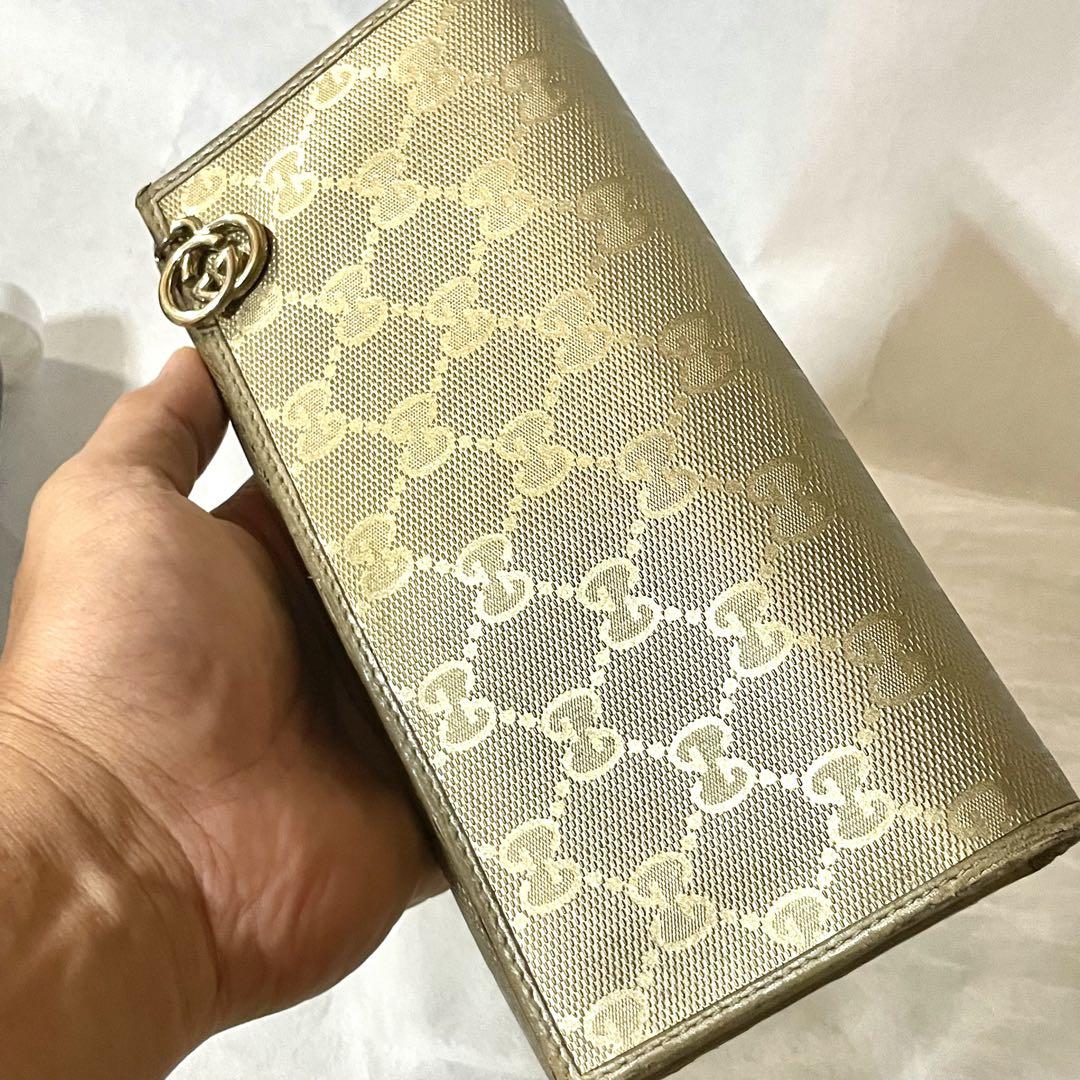 GUCCI 2way チェーンウォレット長財布ゴールド　インプリメ