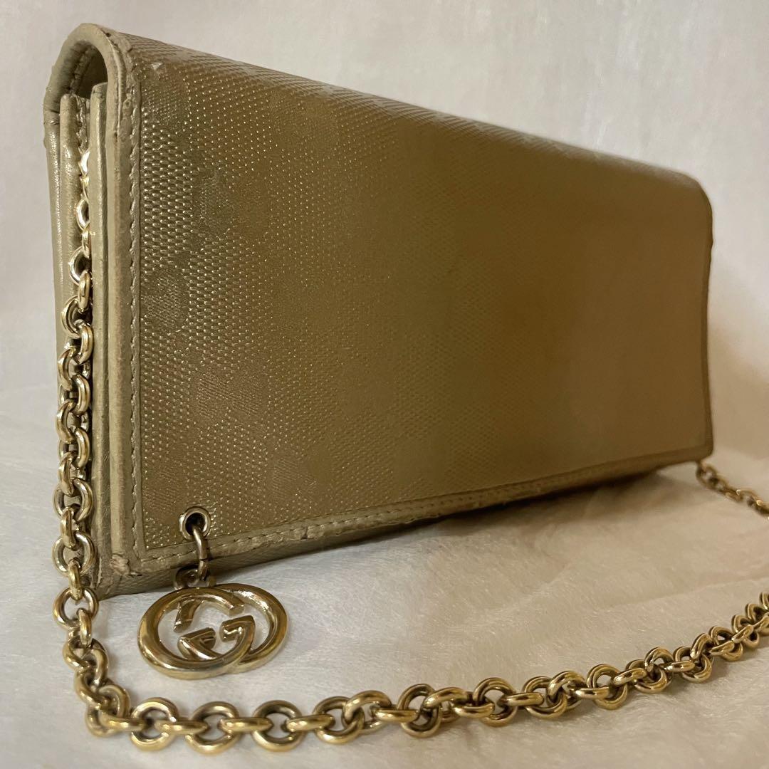GUCCI 2way チェーンウォレット長財布ゴールド　インプリメ